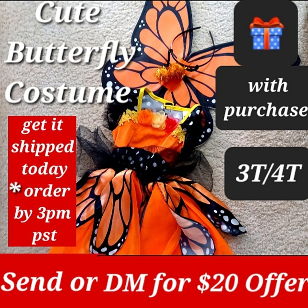 Sweet ButterFly Girls Halloween Costume, Spooktacular Creations 3T - Picture 1 of 6